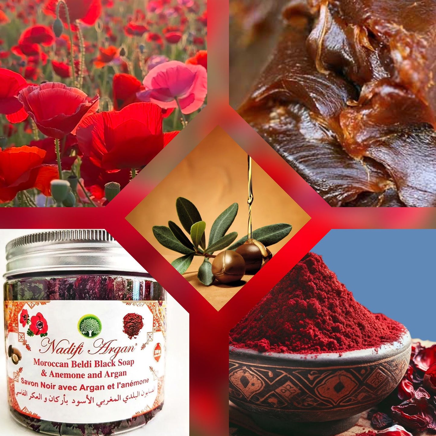 Beldi Black Soap with Anemone Flowers 250gr