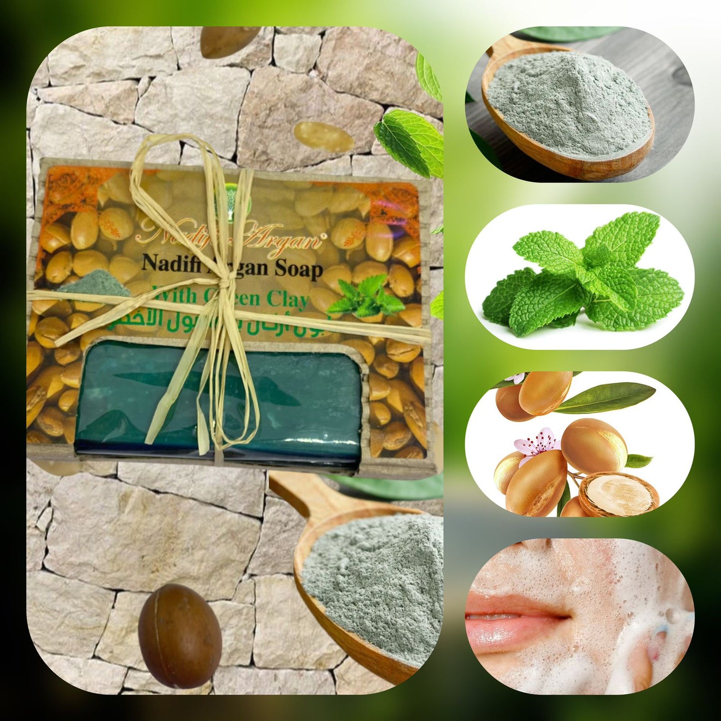 Argan Soap with Green Clay and Peppermint