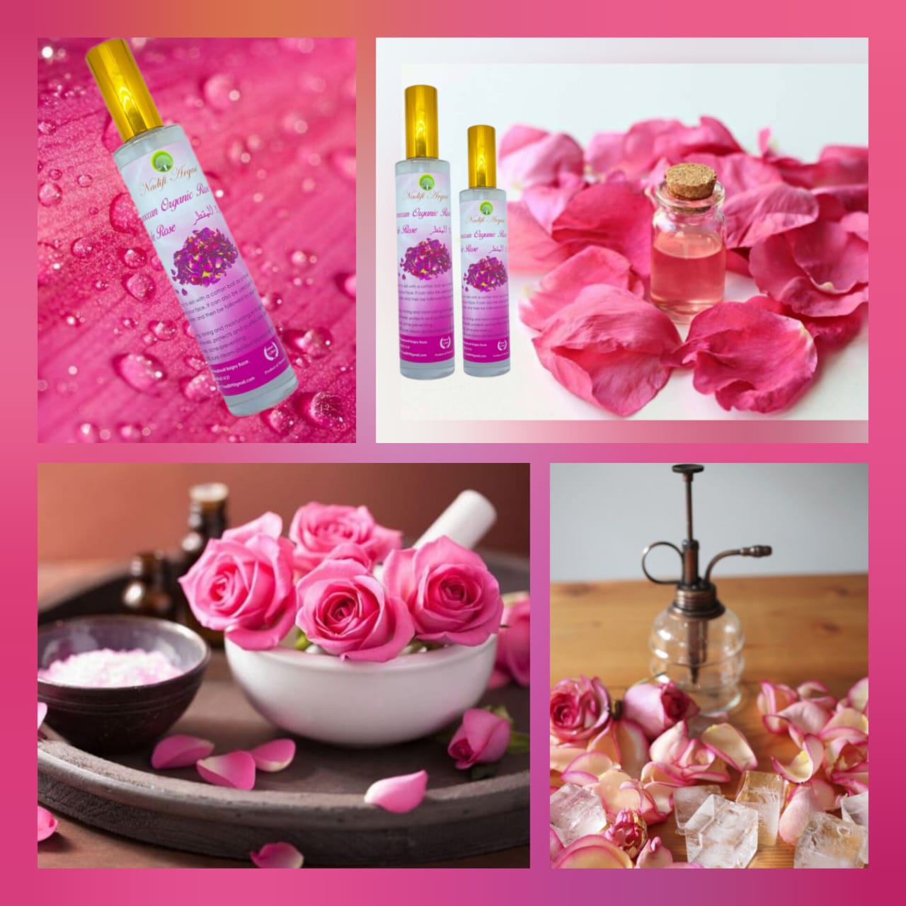 Organic Rose Water Glass Bottle