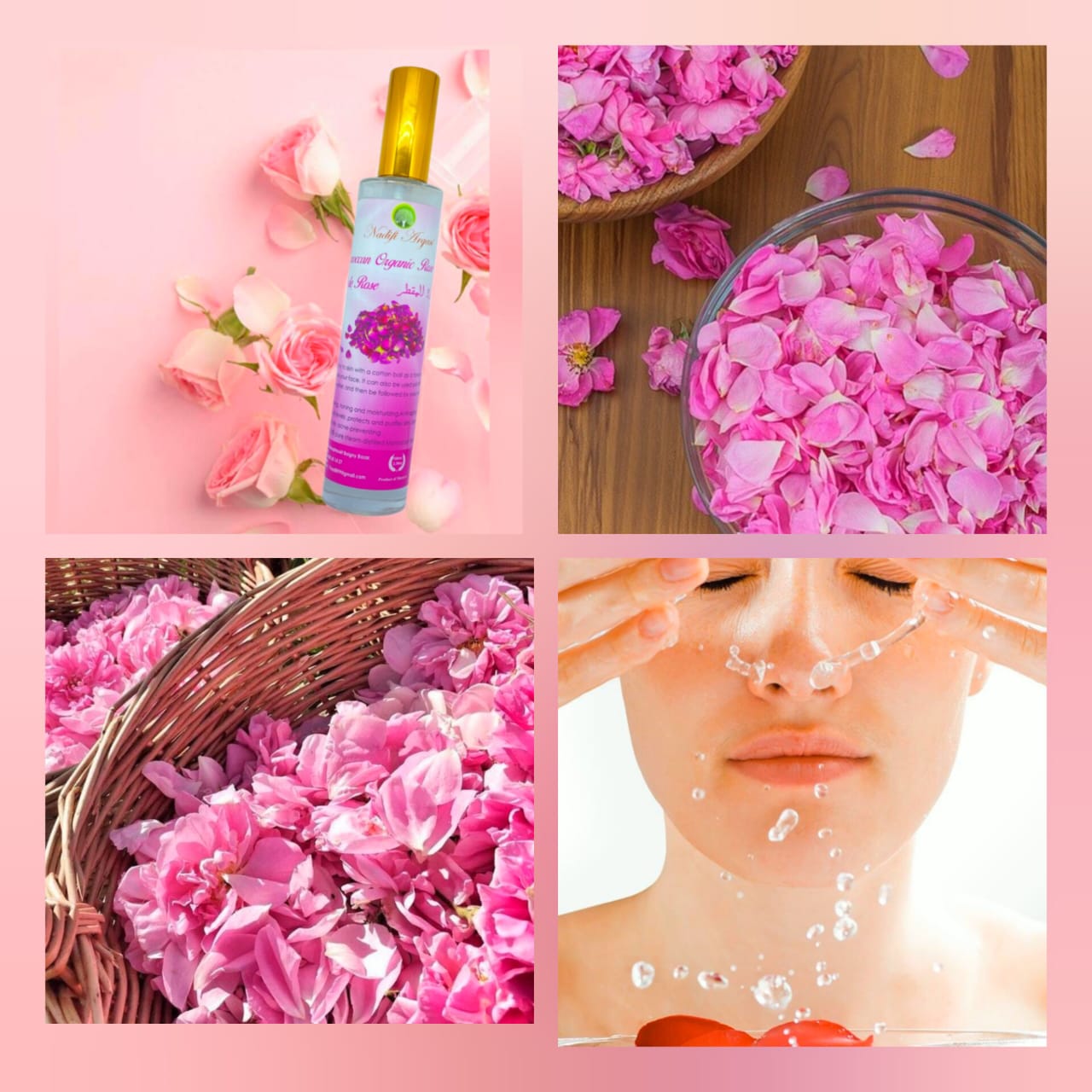 Organic Rose Water Glass Bottle