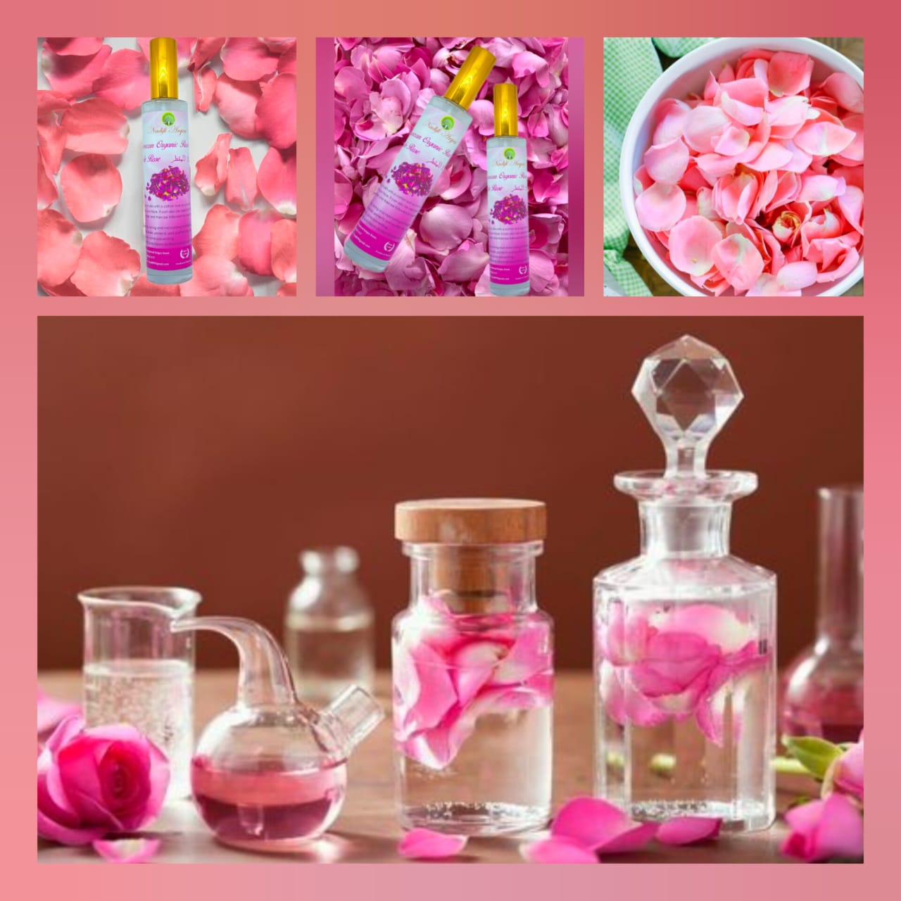 Organic Rose Water Glass Bottle