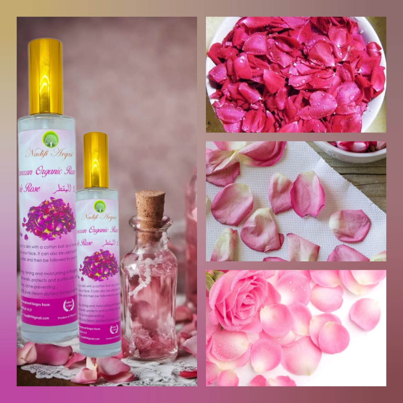 Organic Rose Water Glass Bottle