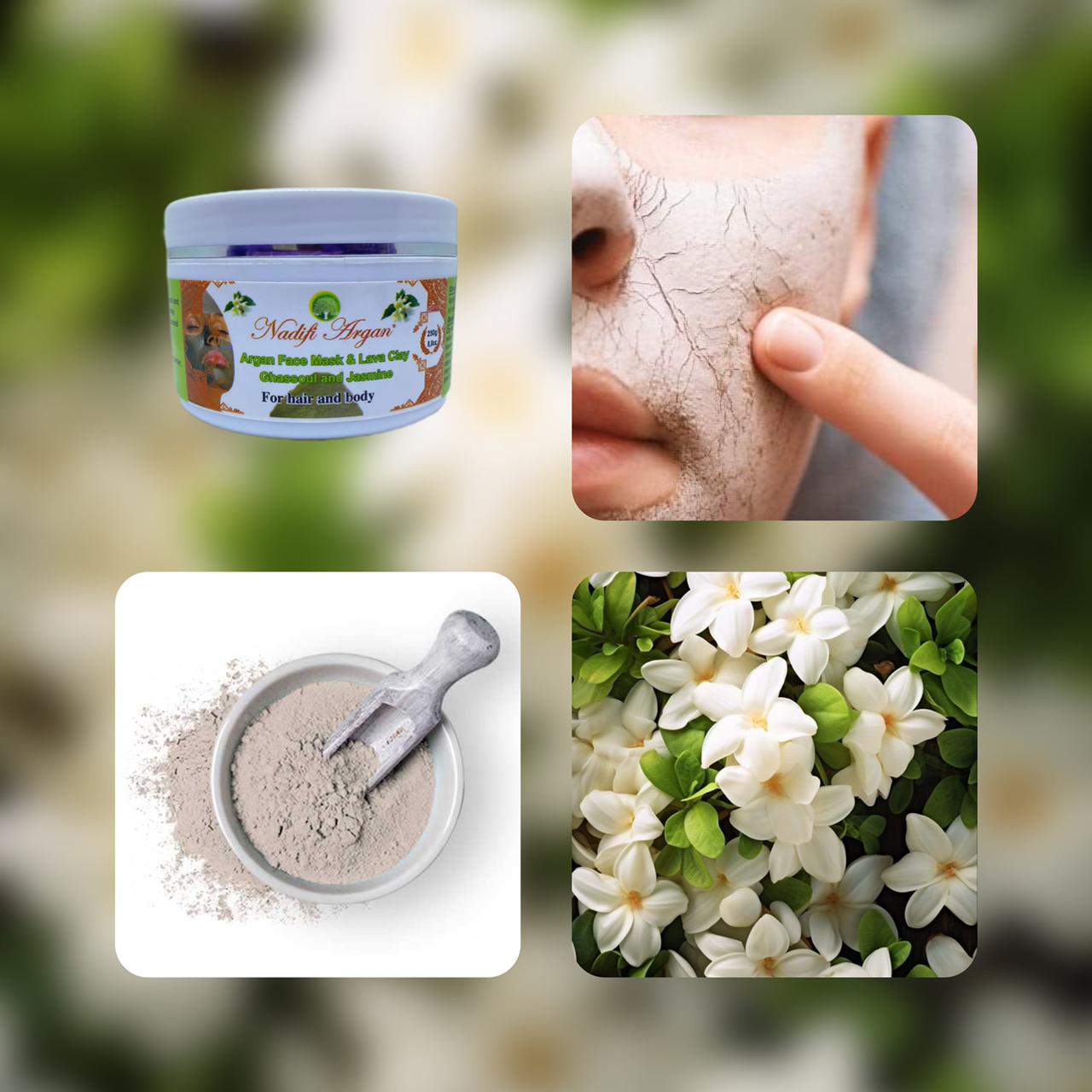 Argan Face Mask & Lava Clay Ghassoul and Jasmine