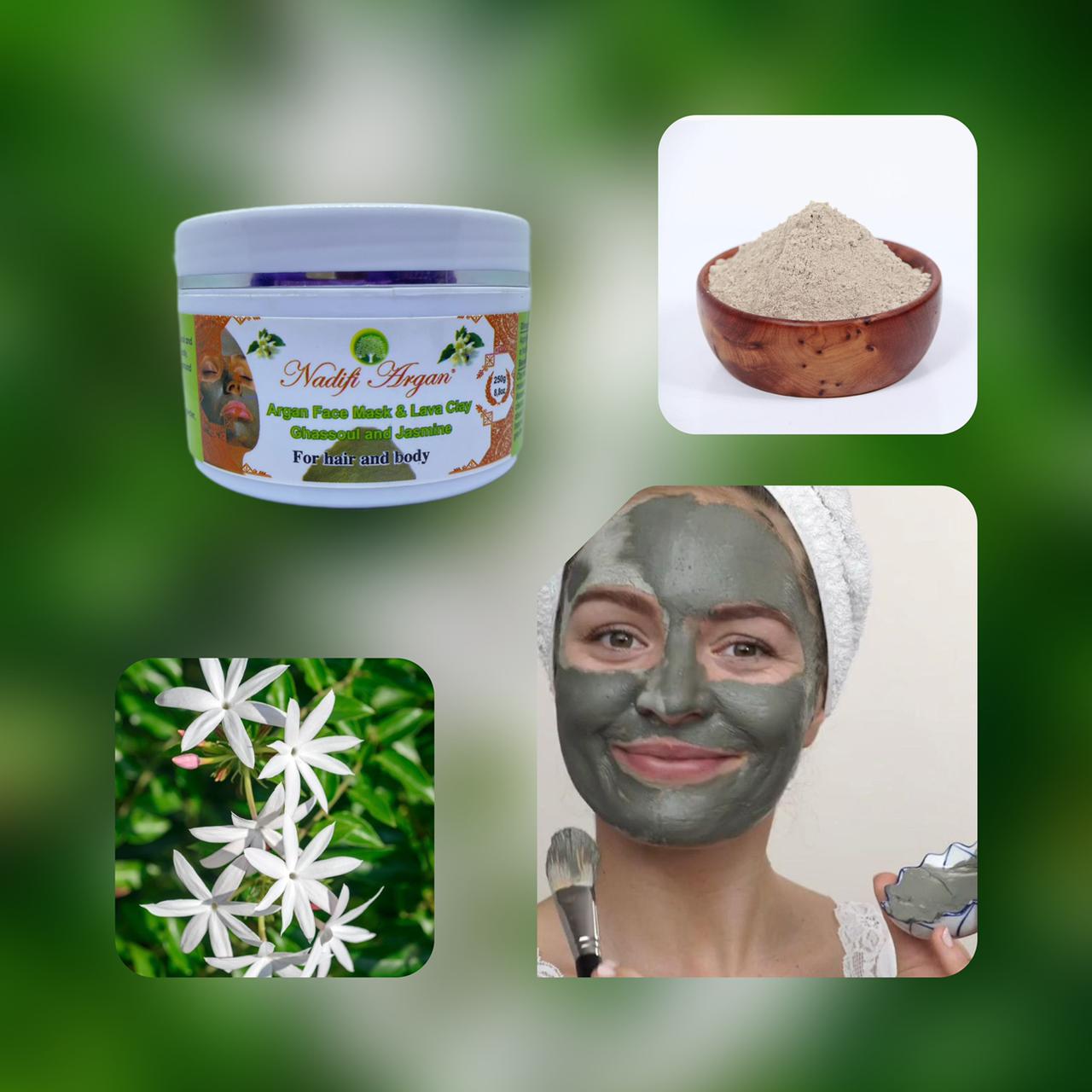 Argan Face Mask & Lava Clay Ghassoul and Jasmine