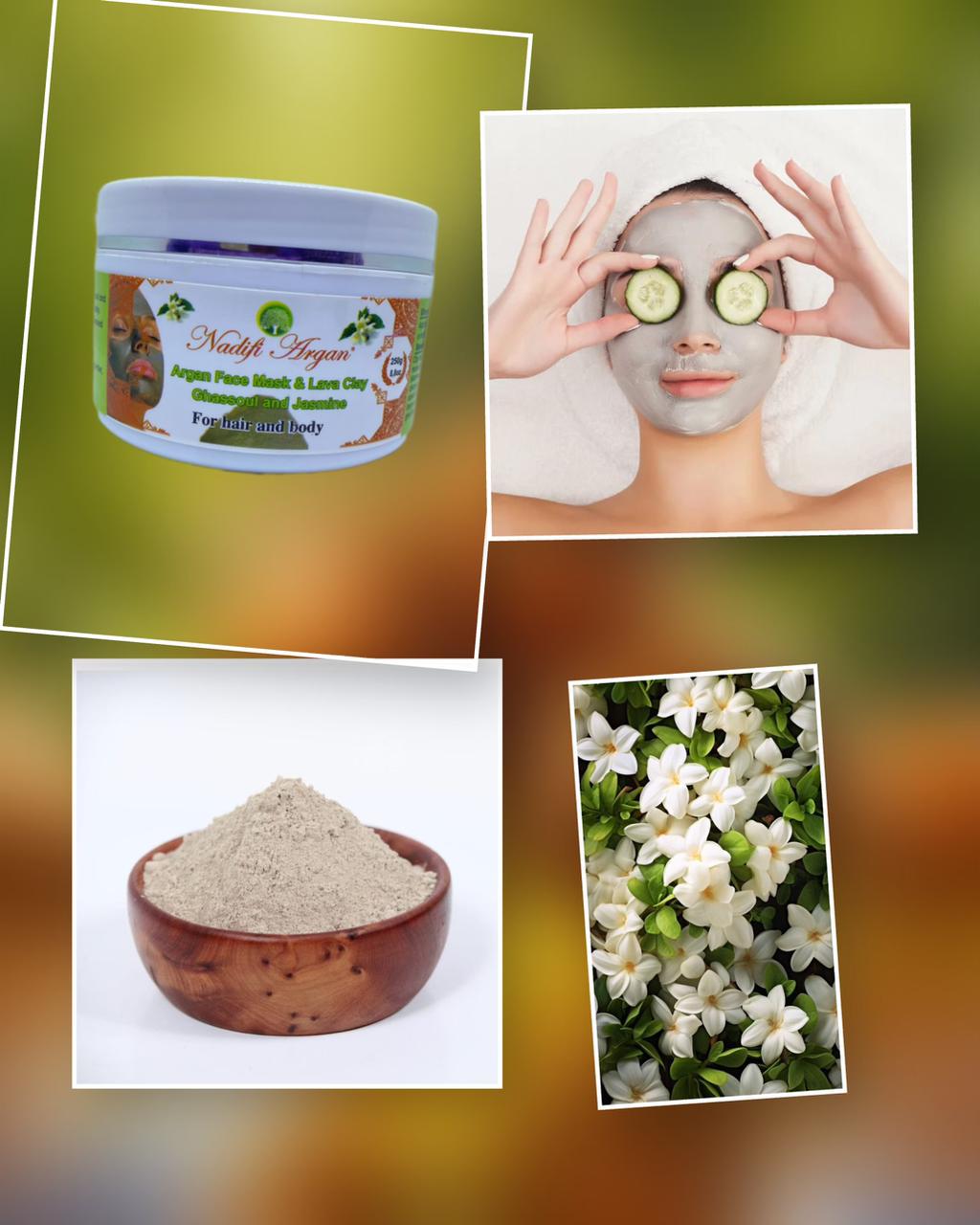 Argan Face Mask & Lava Clay Ghassoul and Jasmine