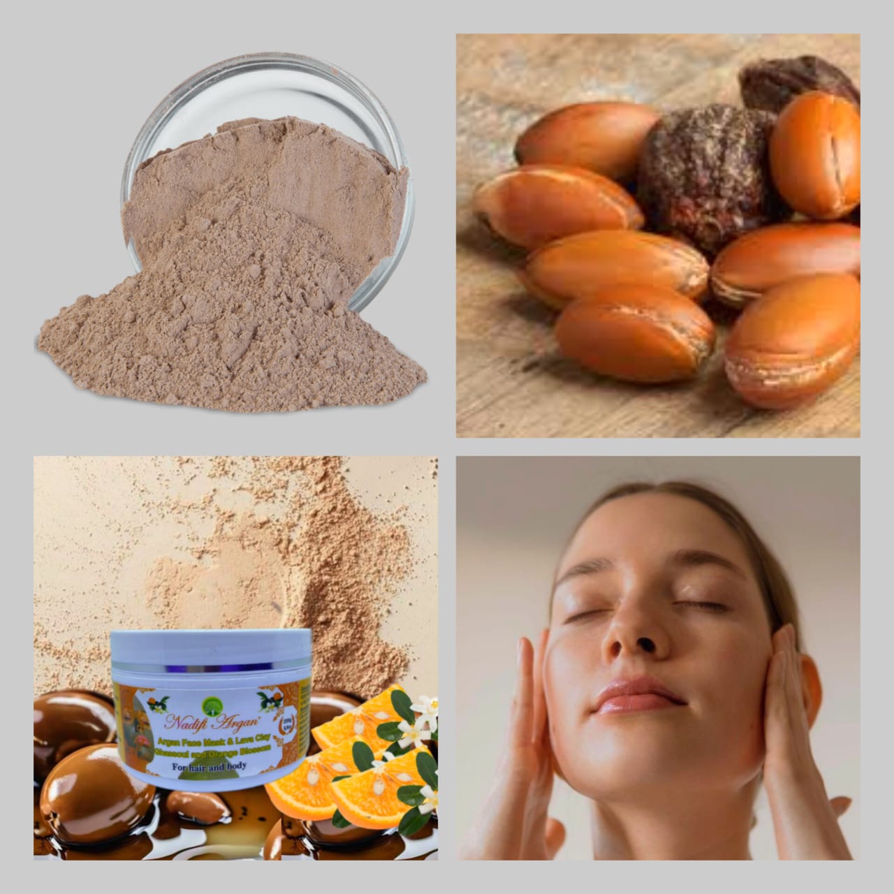 Set of 10 Argan Face Mask & Lava Clay Ghassoul and Orange Blossom
