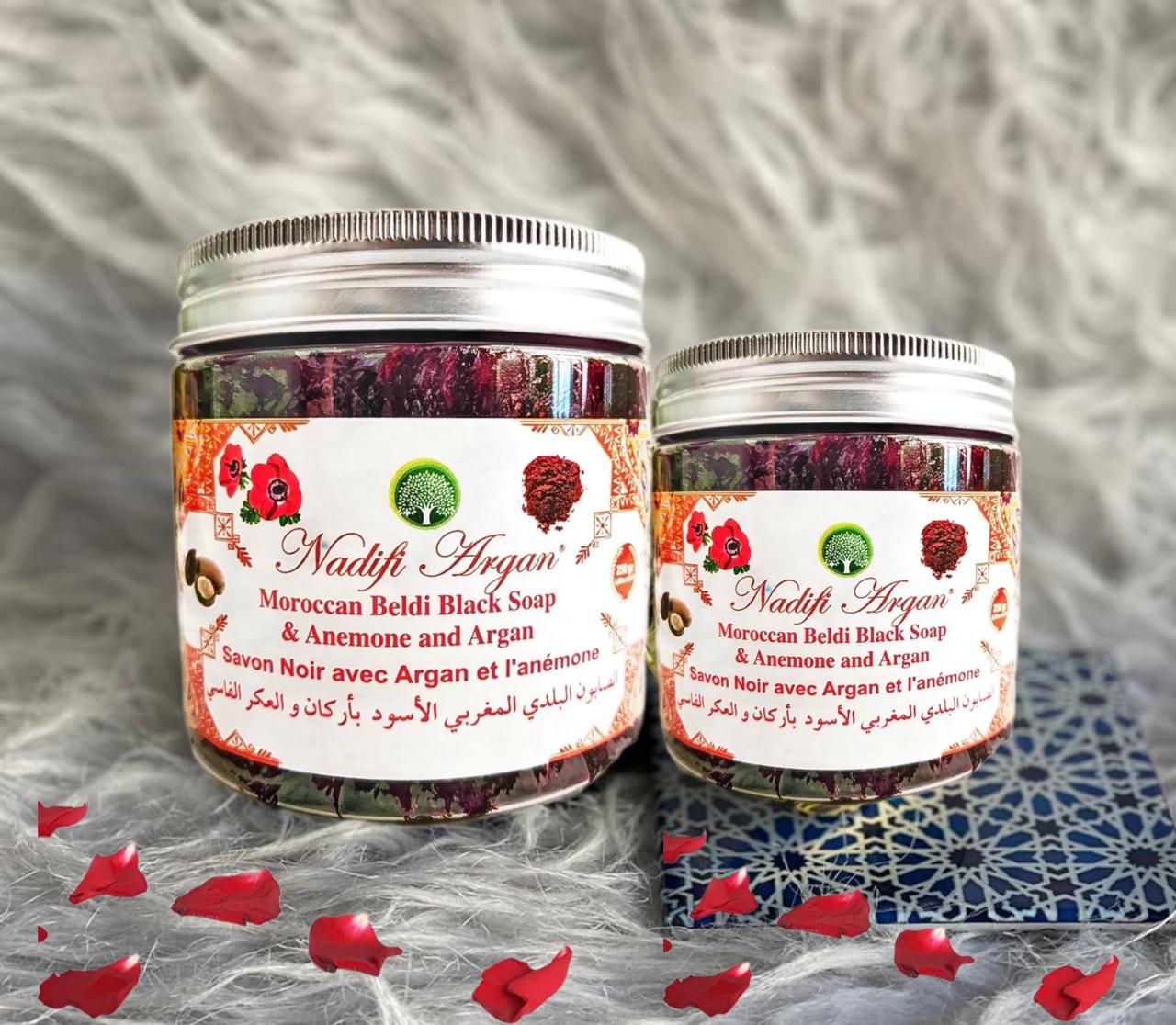Beldi Black Soap with Anemone Flowers 250gr
