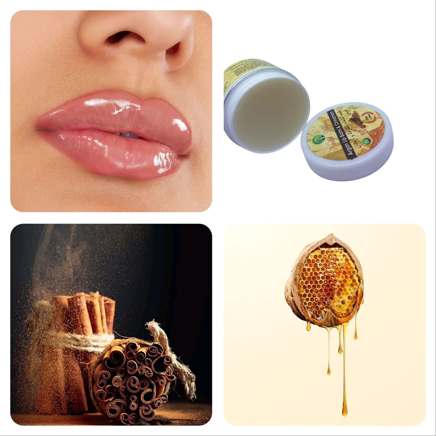 Set of 14 Argan lip balm & cinnamon