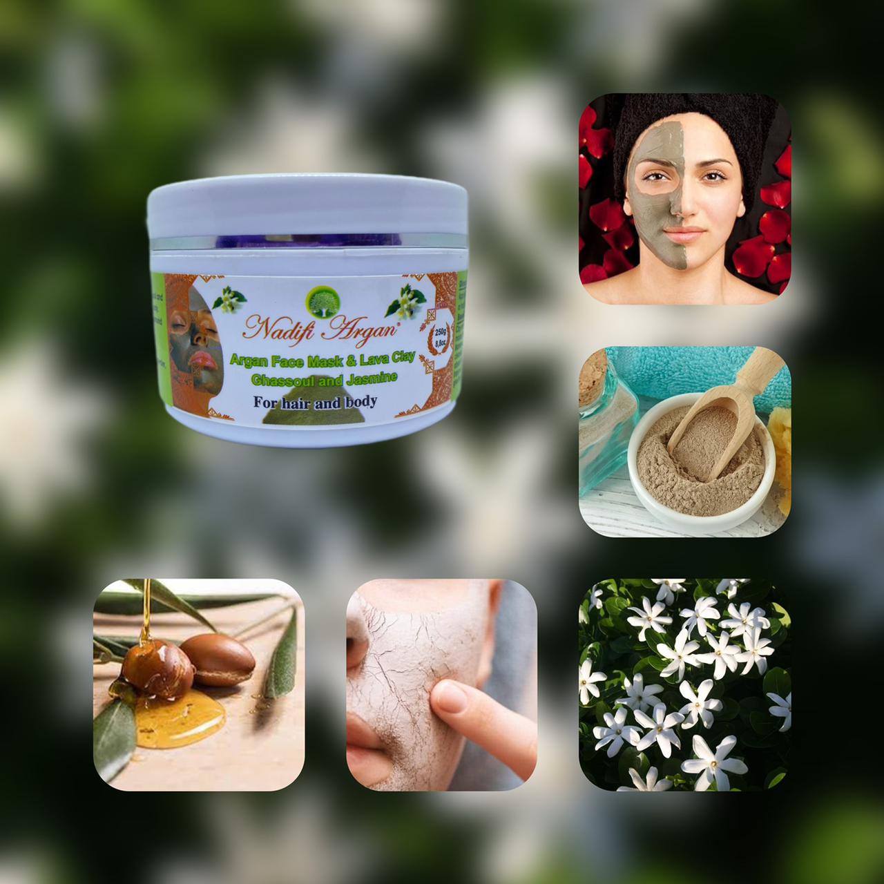 Argan Face Mask & Lava Clay Ghassoul and Jasmine