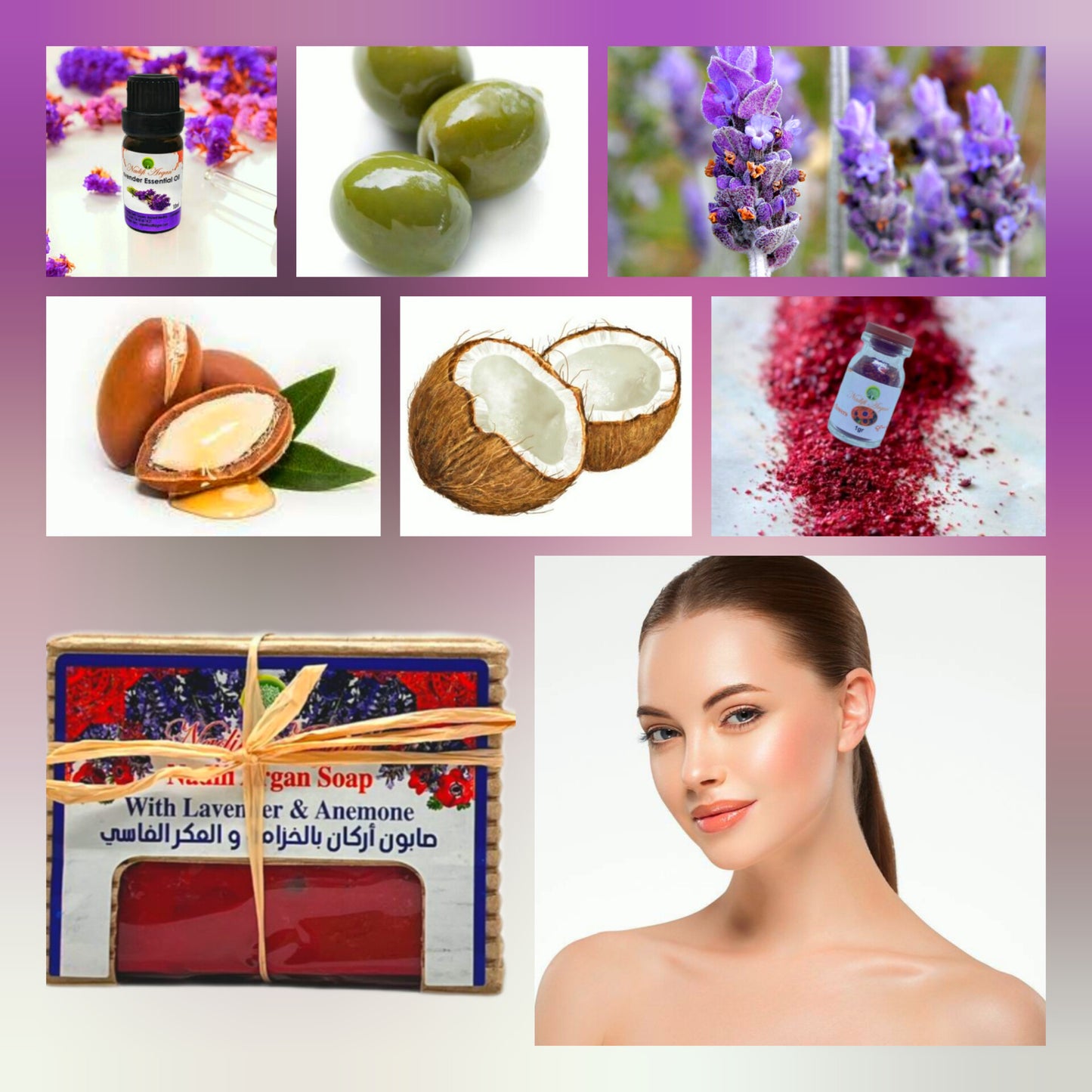 Set of 10 Argan Soap with Lavender and Anemone