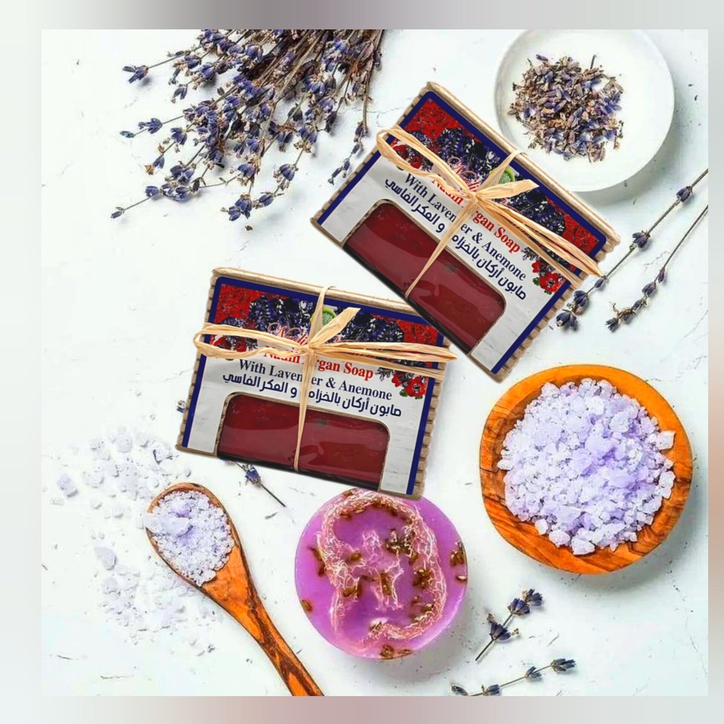 Set of 10 Argan Soap with Lavender and Anemone