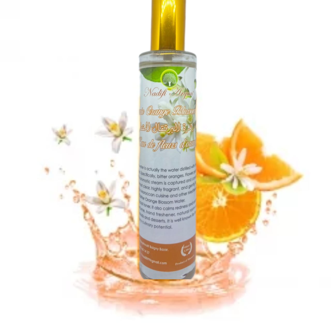 Organic Orange Blossom Water Glass Bottle