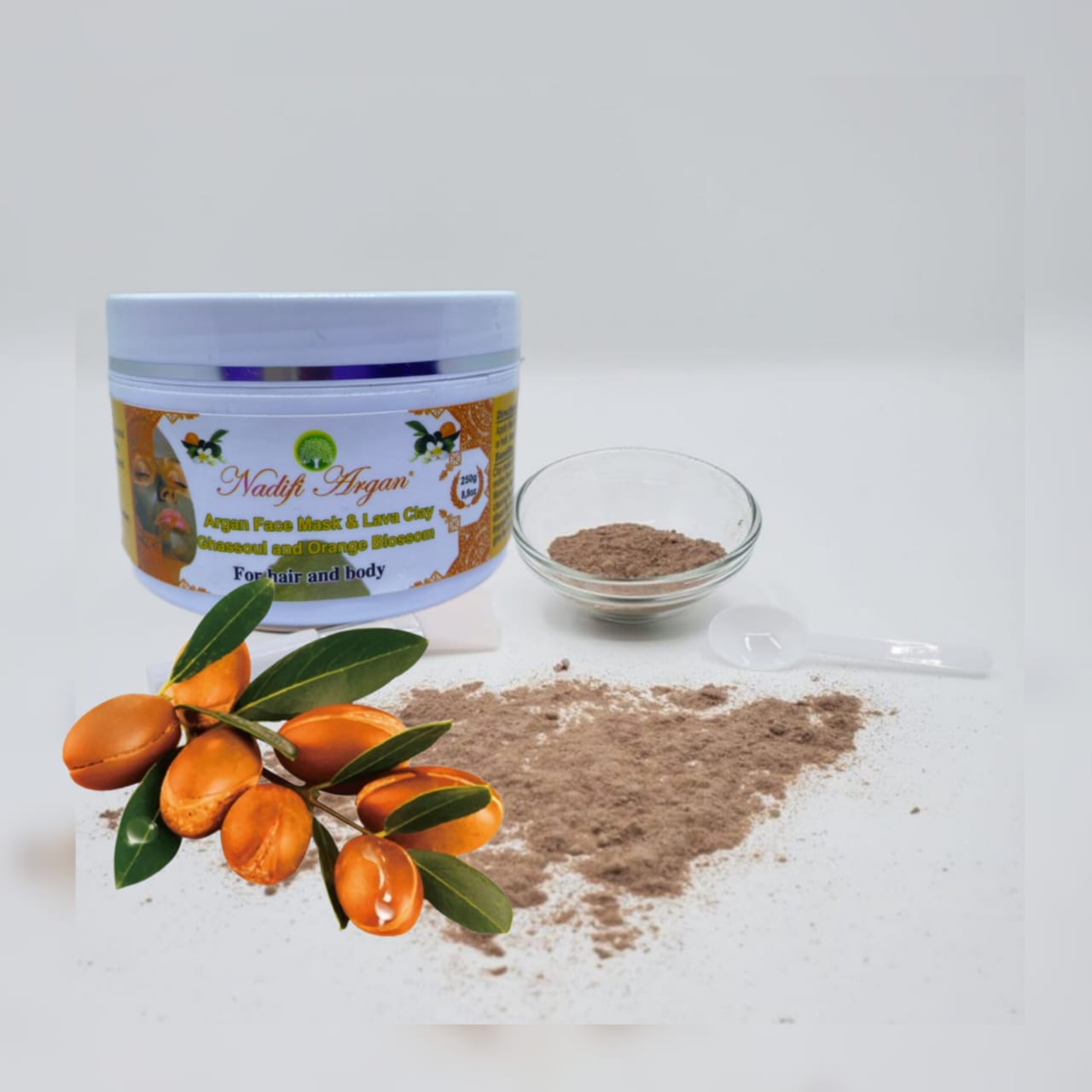 Argan Face Mask & Lava Clay Ghassoul and Orange Blossom