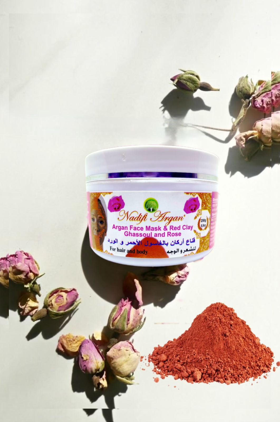 Set of 10 Argan Face Mask & Red Clay Ghassoul and Rose