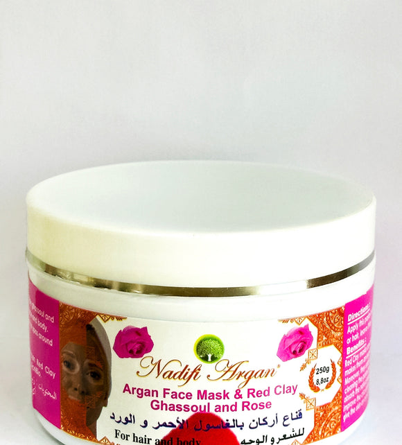 Set of 10 Argan Face Mask & Red Clay Ghassoul and Rose