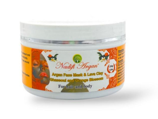 Argan Face Mask & Lava Clay Ghassoul and Orange Blossom