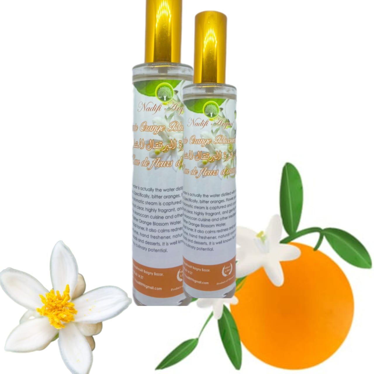 Set of 10 Organic Orange Blossom Water Glass Bottle